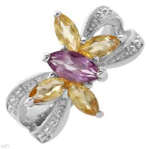  Delightful Purple Amethyst and Yellow Citrine Ladies Ring 