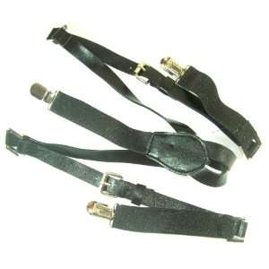  Faux Leather Women Clip on Suspenders Black Braces 18mm 