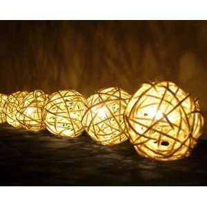  White Rattan Ball Patio Party String Lights (20/set)