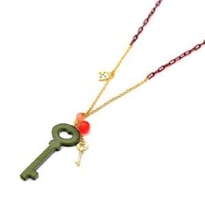  [Aznavour] Lovely & Cute Secret Heart Key Necklace / Khaki 