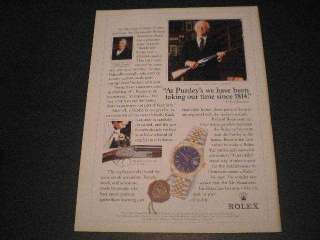 1992 Rolex Chronometer Watch Ad James Purdey Guns Richard Beaumont 