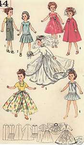 12 Vintage 1958 Fashion Doll Pattern 2744   SPECIAL POSTAGE OFFER 
