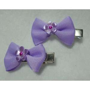  Pair of Tiny Purple Flower Girls Hair Bows: Everything 