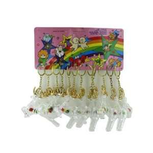  Bulk Pack of 24   Clear plastic reindeer with flowers keychains 