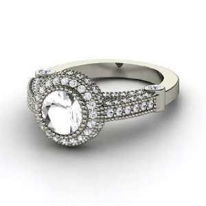  Vanessa Ring, Round Rock Crystal 14K White Gold Ring with 