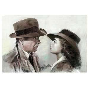  Casablanca (Drawn Bogart & Bergman) Movie Poster Print 