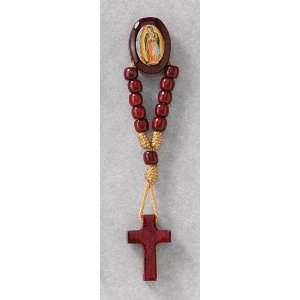  Guadalupe Rosary Lapel Pin with Red Beads and Cross   MADE 