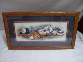 Home Interior Homco Wood Frame Baseball Sports Picture  