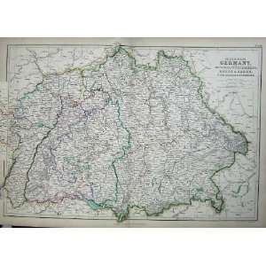  1872 Blackie Geography Maps Germany Hesse Baden Bavaria 