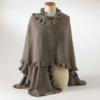 Ruffle Trim Knit Shawl Wrap 44x78 in Slate Grey and More Colors 