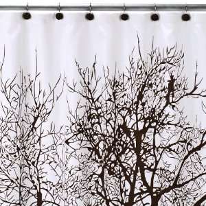  Tree Shower Curtain and Shower Hook Set   Brown