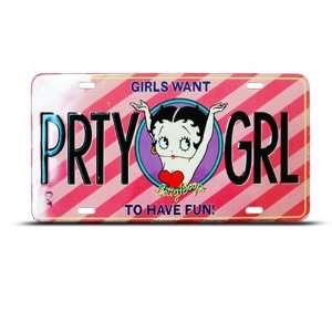 Party Girl Betty Boop Metal Novelty License Plate Wall Sign Tag