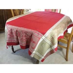  Ruby Red Montmirail French Jacquard Tablecloth Kitchen 