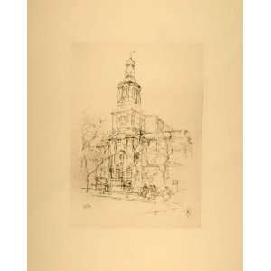  1914 Whistler St. Annes Church Soho London Lithograph 