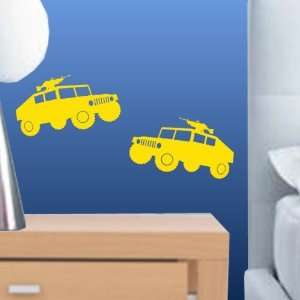 StikEez Yellow Small Military Humvee HMMWV 2 Pack Wall & Window Decals