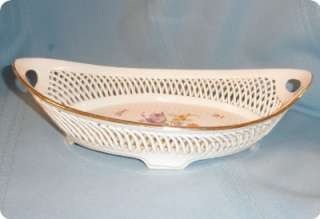 Antique German Porcelain Reticulated Bowl by Roesler  