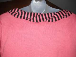 ANTHROPOLOGIE LIA MOLLY BLACK~CORAL SWEATER TOP~L  