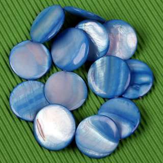 30mm Blue MOP Shell Loose Coin beads 15L 1 Strand  