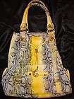 HSN Global CHIC City TOTE IMAN Yellow PYTHON Snakeskin EMBOSSED Purse 