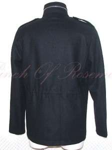 Perry Ellis Mens Crop Hood Duffle Wool Jacket Coat NWT M Medium Black 