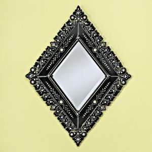  Diamond Small Venetian Mirror in Black