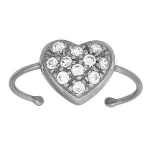   Cubic Zirconia Pavé Big Heart 925 Sterling Silver Toe Ring: Jewelry