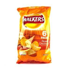 Walkers Roast Chicken Crisps 6 Pack 150g  Grocery 