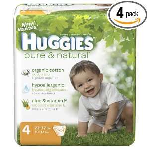  Huggies Pure & Natural Diapers, Size 4, 23 Count (Pack of 