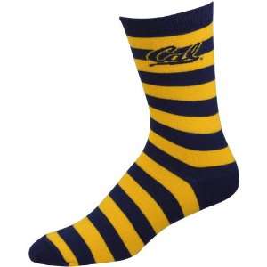  NCAA Cal Bears Rugby Striped Tall Socks   Navy Blue/Gold 