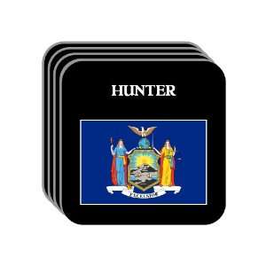US State Flag   HUNTER, New York (NY) Set of 4 Mini Mousepad Coasters