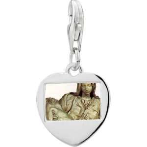  925 Sterling Silver Michelangelo La Pieta Art Photo Heart 