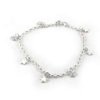   925 Link Bracelet with Star Charms up to 8.5 ITALY   Video!  