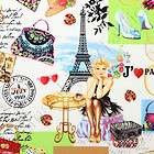 Timeless Treasures I Love April in Paris   27x44 REMNANT   Eiffel 