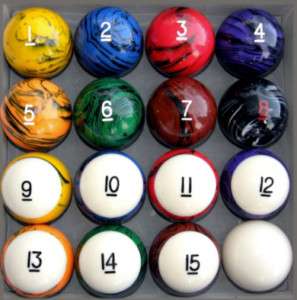 Tech Style Pool Table Billiard Ball Set Reg Size 2 1/4  