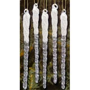   Clear & Frosted Glass Icicle Christmas Ornaments 5.25 Home & Kitchen
