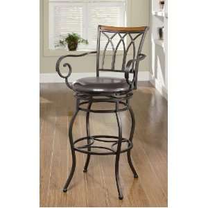  24H Metal Counter Height Stool with Wood Trim in Black 