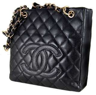 AUTHENTIC CHANEL Quilted Caviar Timeless Petite Shopping Tote Bag 