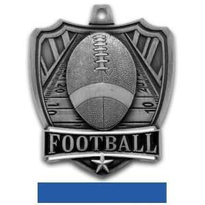 Hasty Awards 2.5 Shield Custom Football Medals SILVER MEDAL/BLUE 