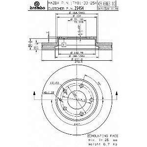  Brembo BDR25454 Mazda Brake Rotor Automotive