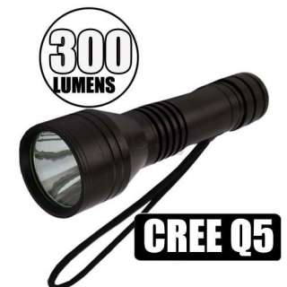CREE Q5 300lm Lumen Flashlight Torch 18650 Black Aluminum High Power 