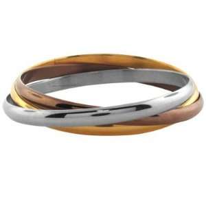  Inox Jewelry Womens Tri Color 316L Stainless Steel Bangle 