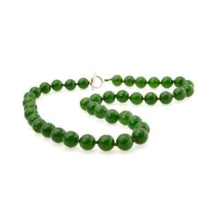  Taiwan Green Jade Necklace A Grade 10mm Faceted Round Bead 