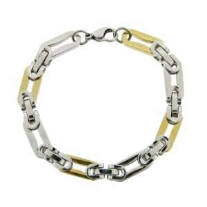   Stainless Steel Gold Colored Two Tone Intertwining Link Bracelet, 8