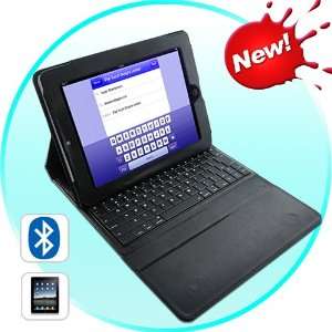  iPad Leather Case Holder with Wireless Keyboard (Black 