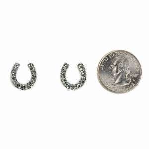 BLING LUCKY HORSESHOE EARRINGS Post Stud Pair Jewelry NEW Rhinestone 