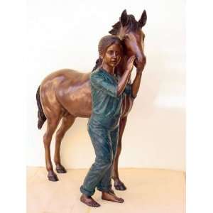   Metropolitan Galleries SRB48709 Girl and Pony Bronze: Home & Kitchen