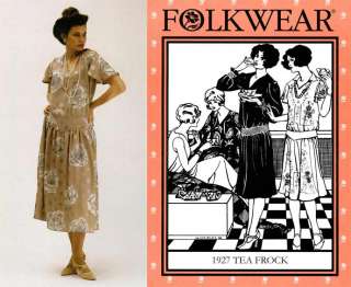 Folkwear 1927 Tea Frock Drop Waist Dress Pattern 8 14  