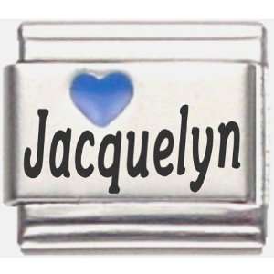  Jacquelyn Dark Blue Heart Laser Name Italian Charm Link 