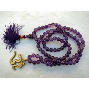   Mala 108 Prayer Beads on String with Om Pendant + Guru Bead Yoga Mala