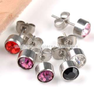 5pairs Mixed Crystal Rhinestone Stainless Steel Ear Studs Earring Lot 